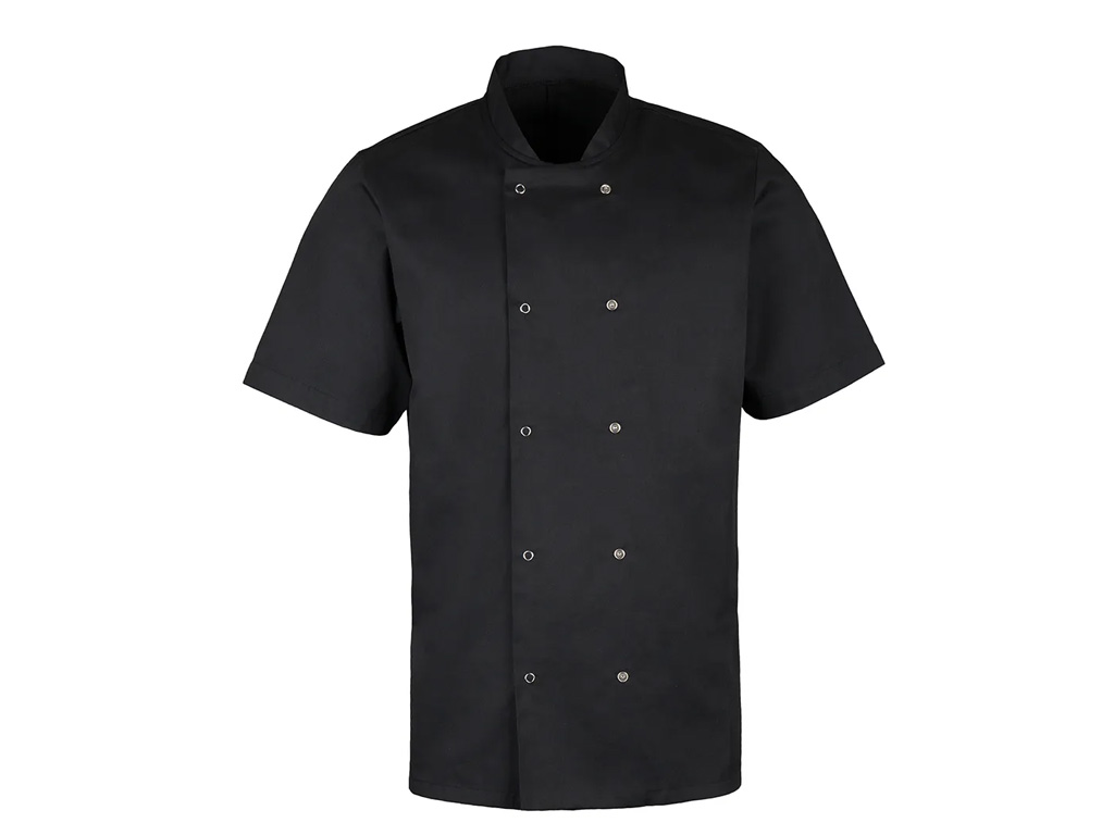 CHEFS JACKET SHORT SLEEVE BLACK SIZE LARGE