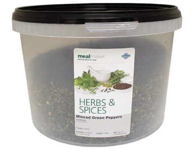 MINCED GREEN PEPPERS 1.0 KG CLEAR PAIL