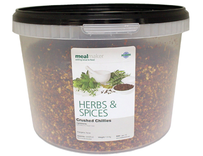 CRUSHED CHILLIES 1.5 KG CLEAR PAIL