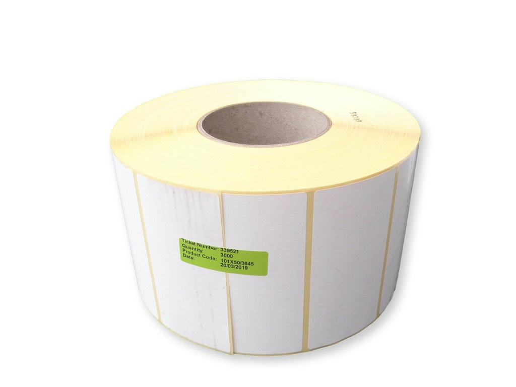 WHITE PAPER DT LABELS 100MM X 50MM 3000/ROLL