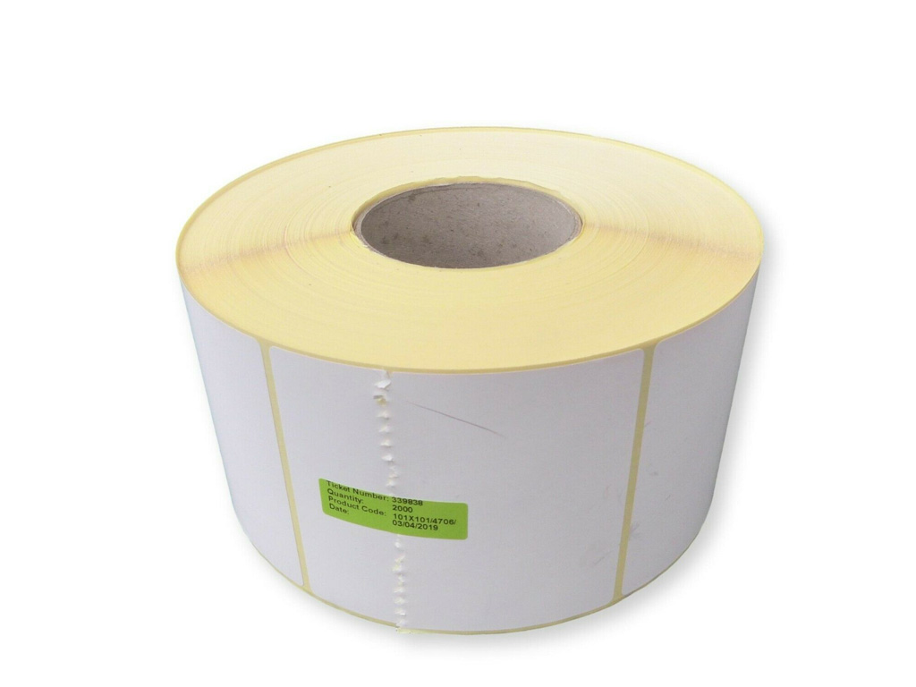 WHITE PAPER SQUARE LABEL 100MM X 100MM 2000/ROLL