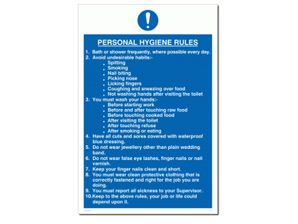 PERSONAL HYGEINE RULES A3 WALL SIGN
