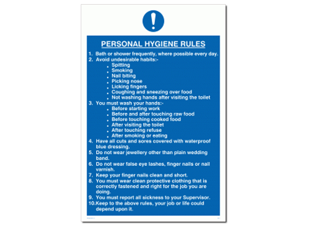 Personal Hygeine Rules A3 Wall Sign