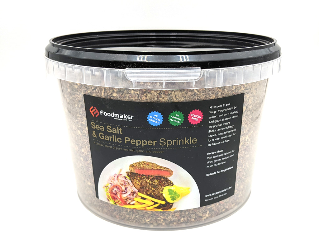 SEA SALT & GARLIC PEPPER SPRINKLE 2.5KG PAIL