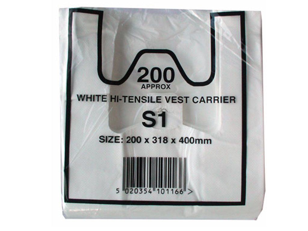 Ht White Vest Carrier Bag 8X12.5X16 18MU 2000/BOX