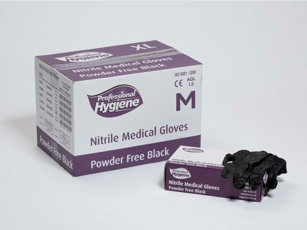 Bold Nitrile Black Gloves Medium 100/PK