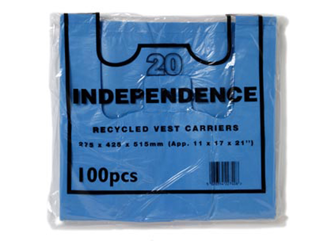 1000 x Blue Vest Carriers 11"x 17"x 21" Strong Plastic Carrier Bag 