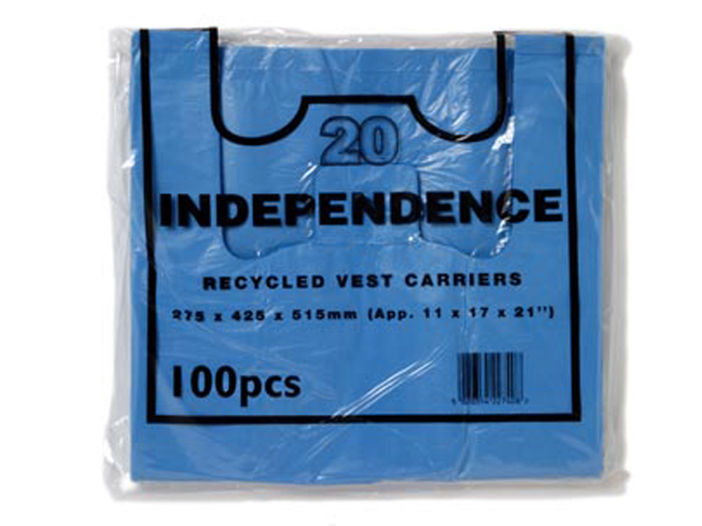 Blue Vest HD Carrier Bag 11 X 17 X 21" 18 Micron