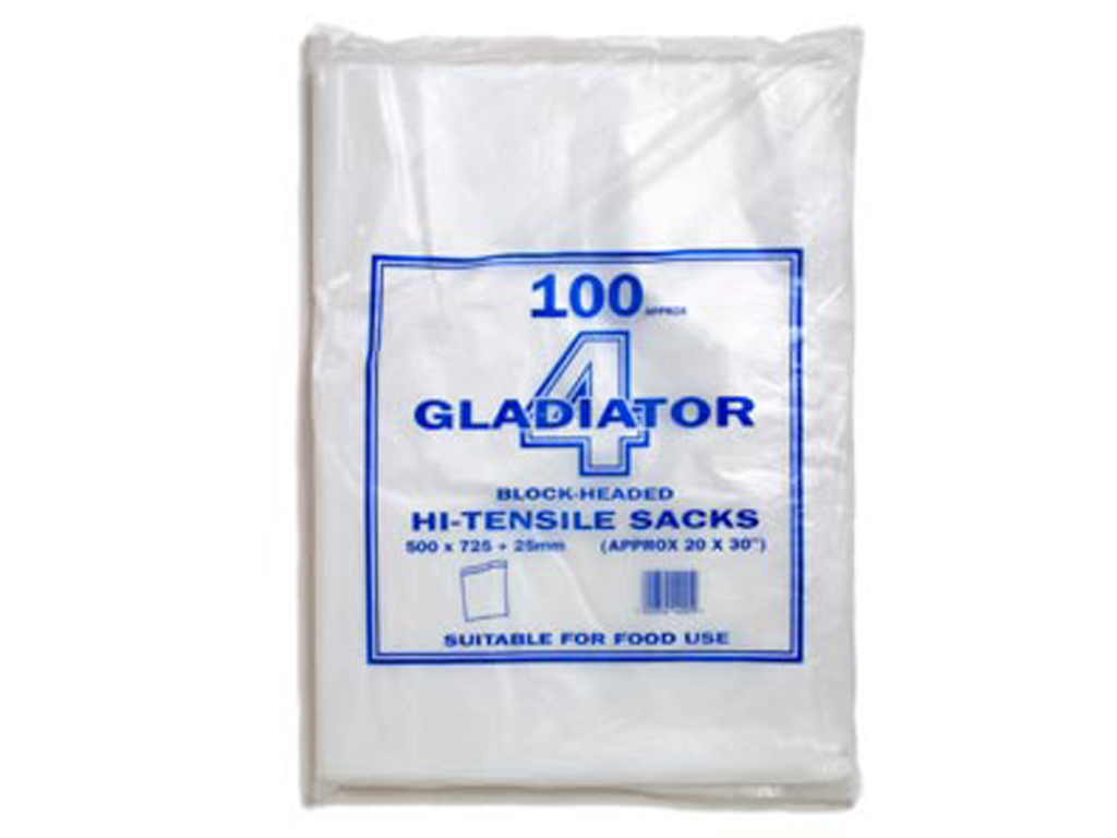 HI TENSILE CLEAR SACK 20 x 30" 2 Hole Blockhead