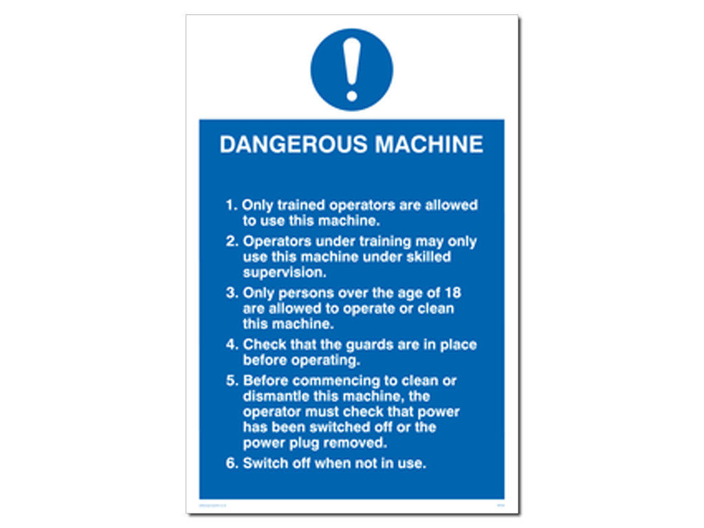 Dangerous Machinery A3 Wall Sign