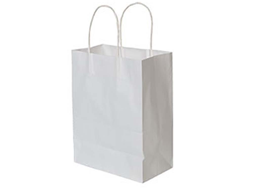 TWIST HANDLE PAPER BAG 7X3X9"  WHITE 300/BOX