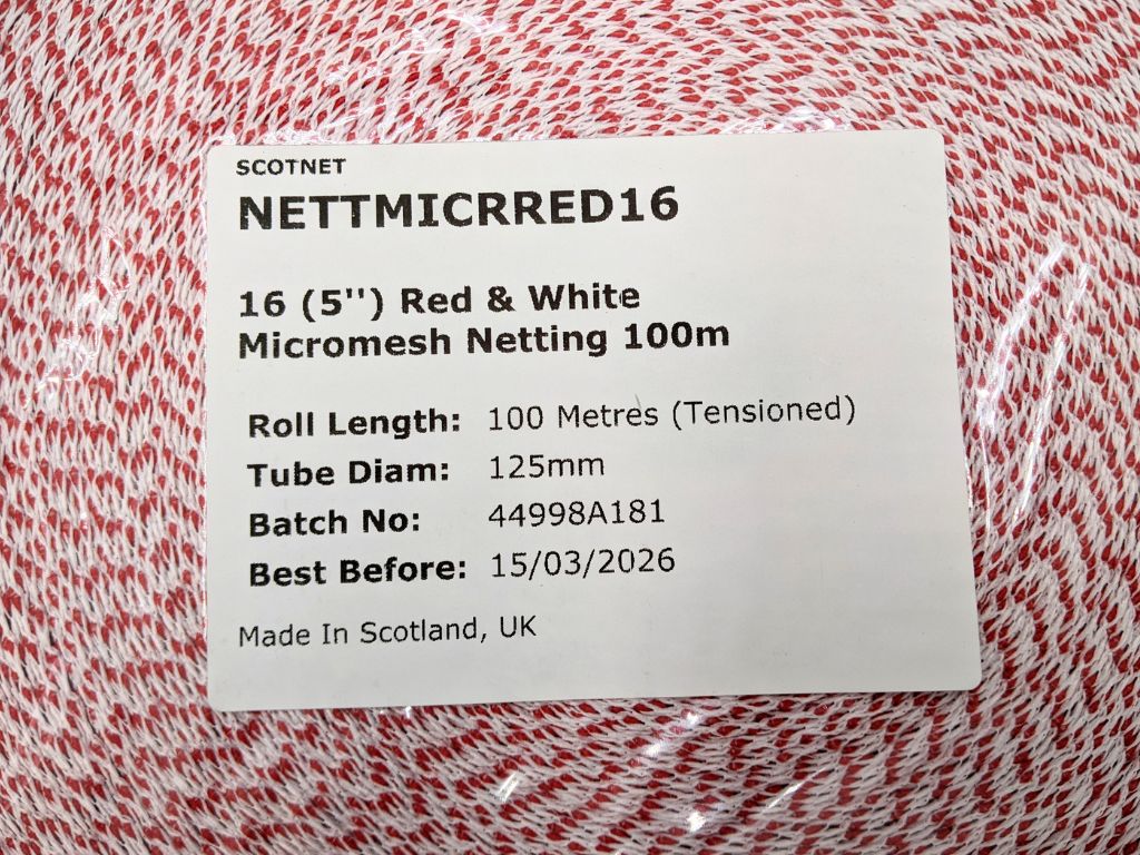 16 (5'')  Red & White Micromesh Netting 100M