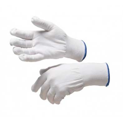 LARGE POLYESTER GLOVE LINER - WHITE 12 PAIRS/PK