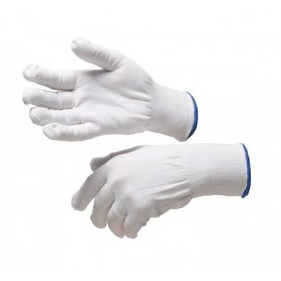 Large Polyester Glove Liner - White 12 Pairs/Pk