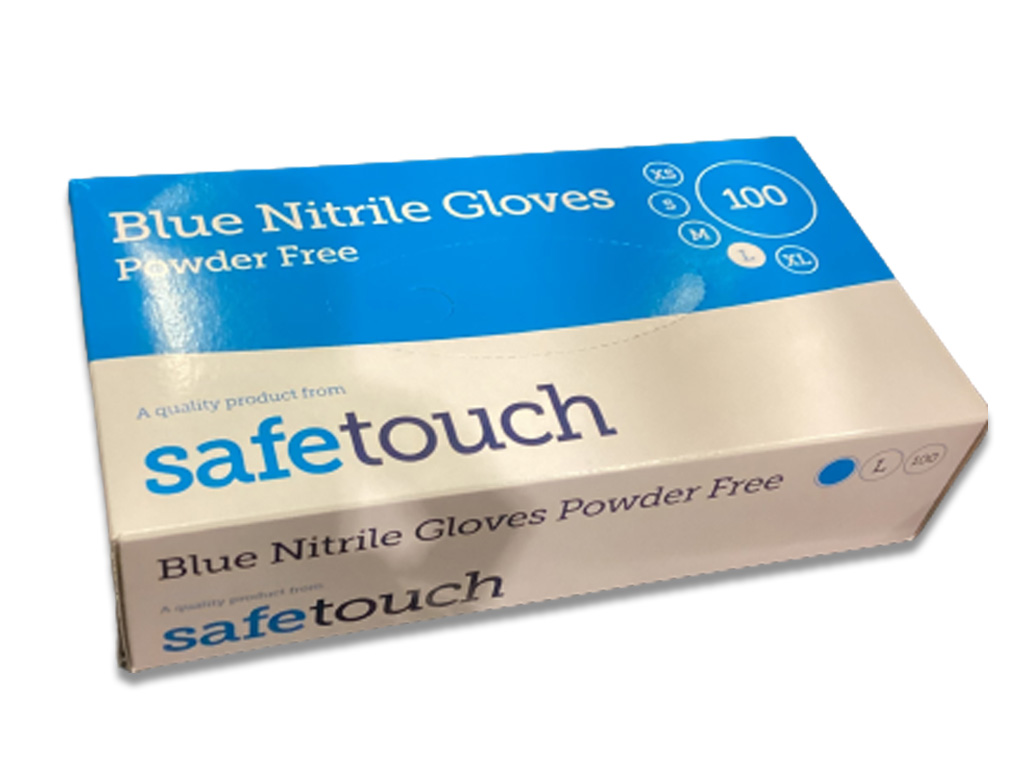 NITRILE BLUE POWDER FREE GLOVES LARGE 100/PK