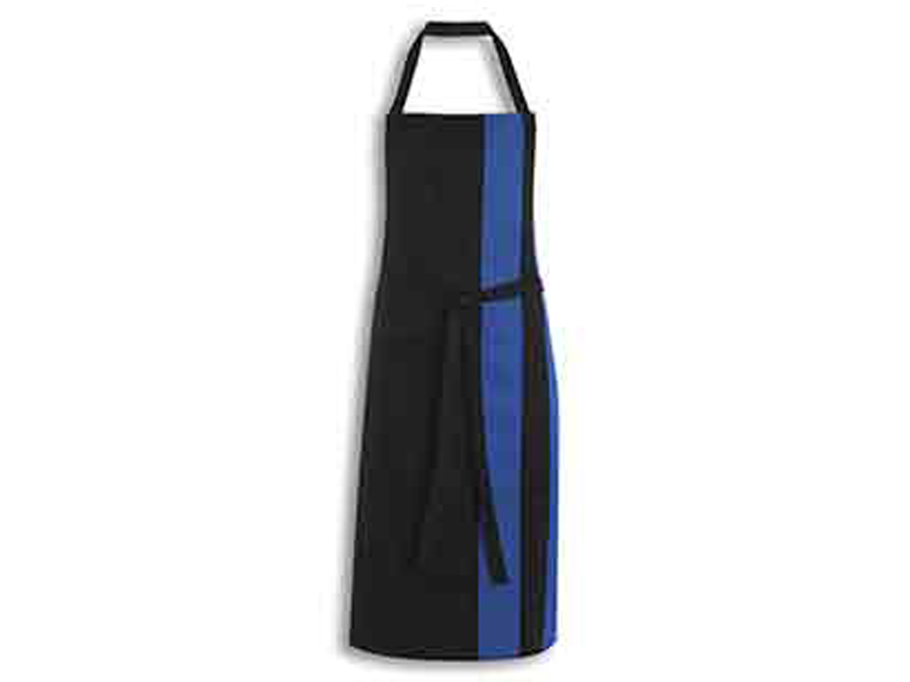 CONTRAST BIB APRON 92CM BLACK/BLUE POLYCOTTON