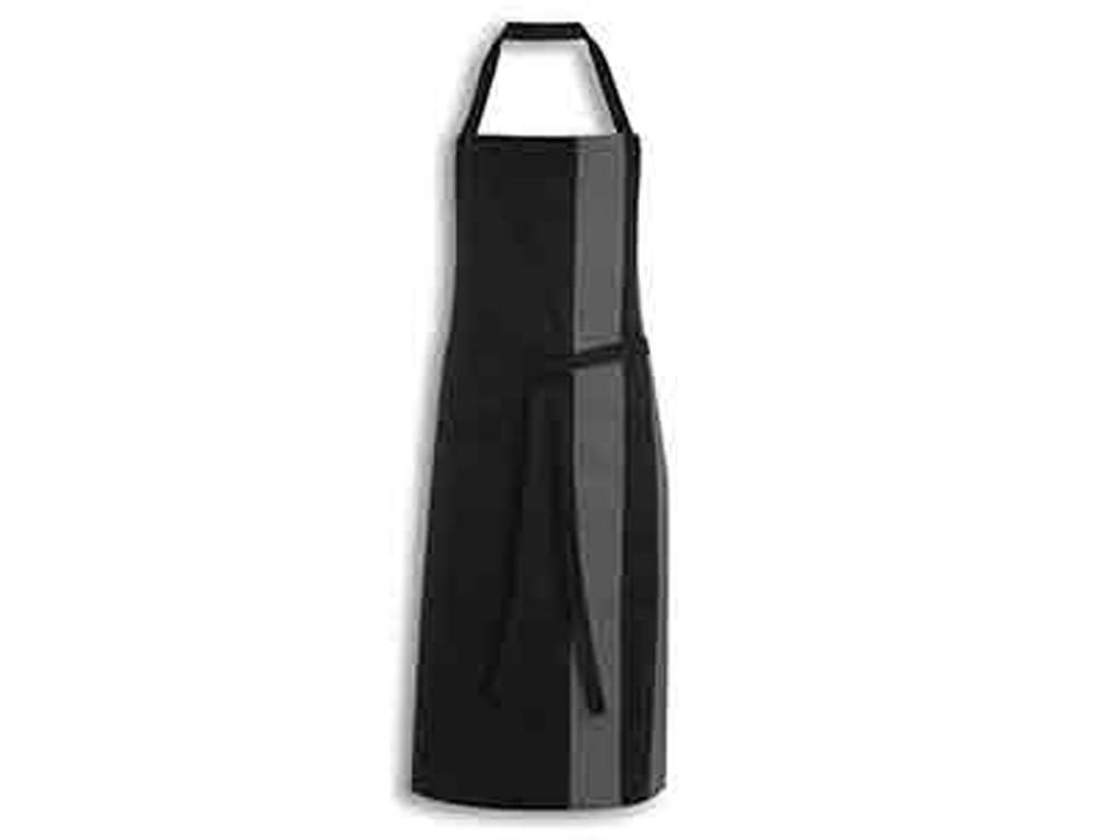 CONTRAST BIB APRON 92CM BLACK/GREY POLYCOTTON
