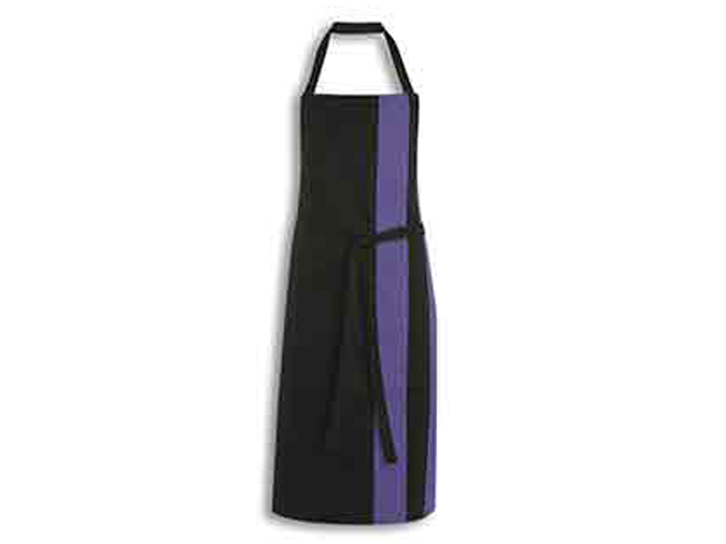 CONTRAST BIB APRON 92CM BLACK/PURPLE POLYCOTTON