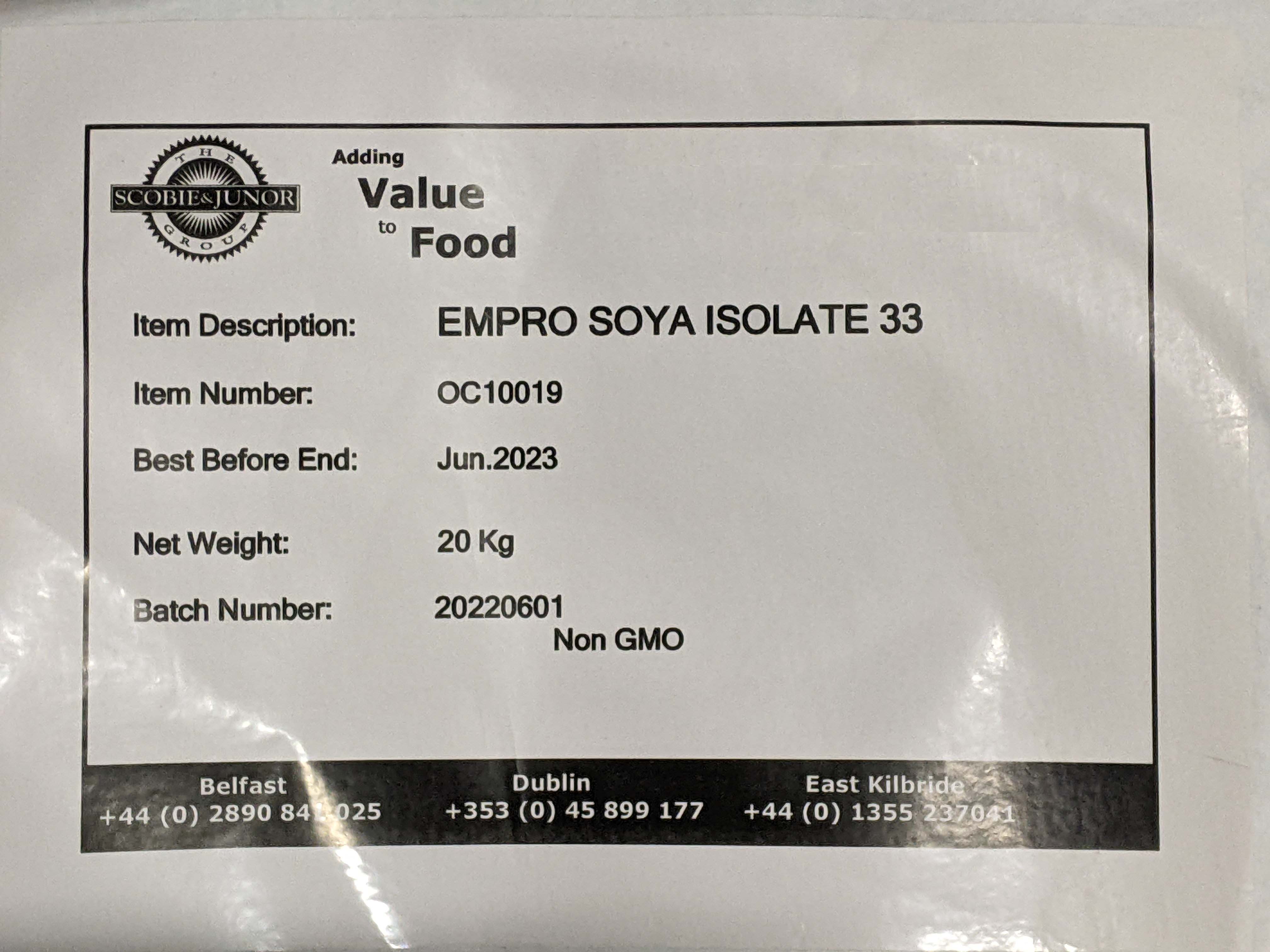 Empro Soya Isolate 33 90% Protein 20KG Sack