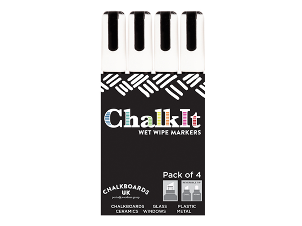 White 5MM Chalk Board Bullet Pens 4/PACK