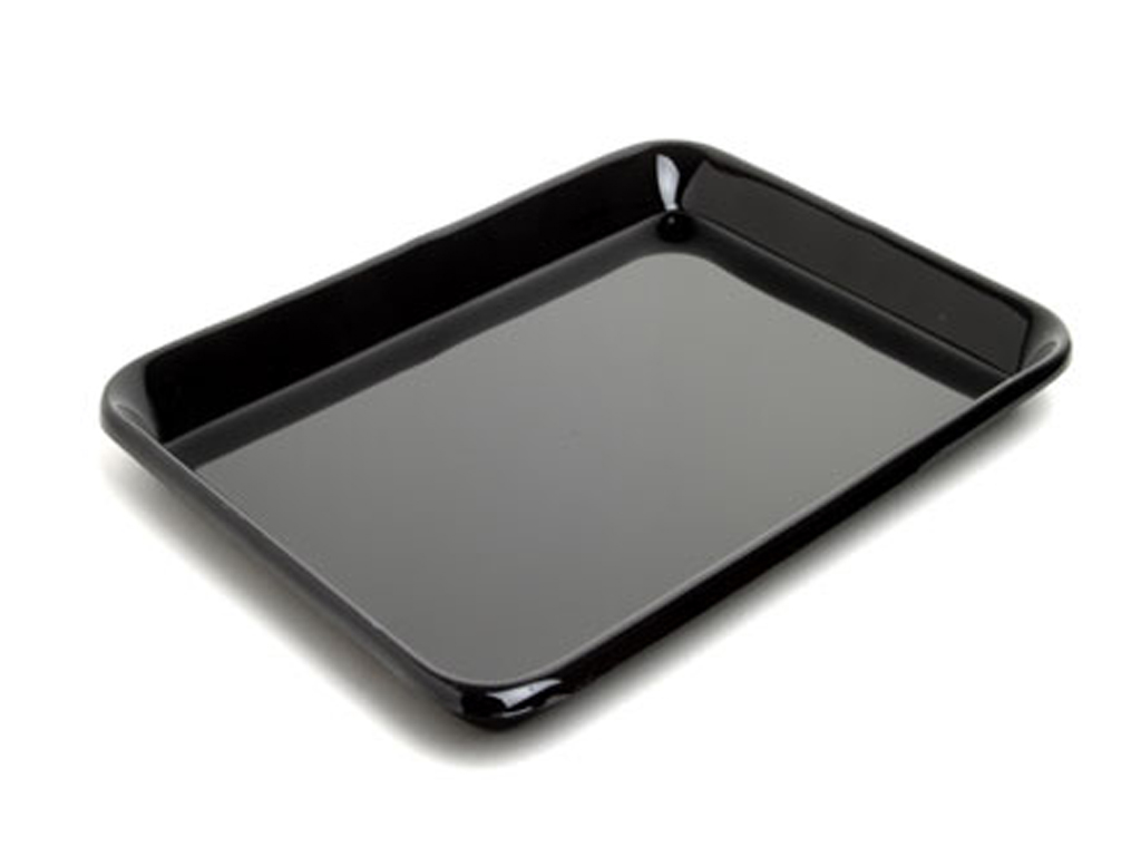 ACRYLIC TRAY BLACK 16 x 12 x 1"  ROLLED EDGE