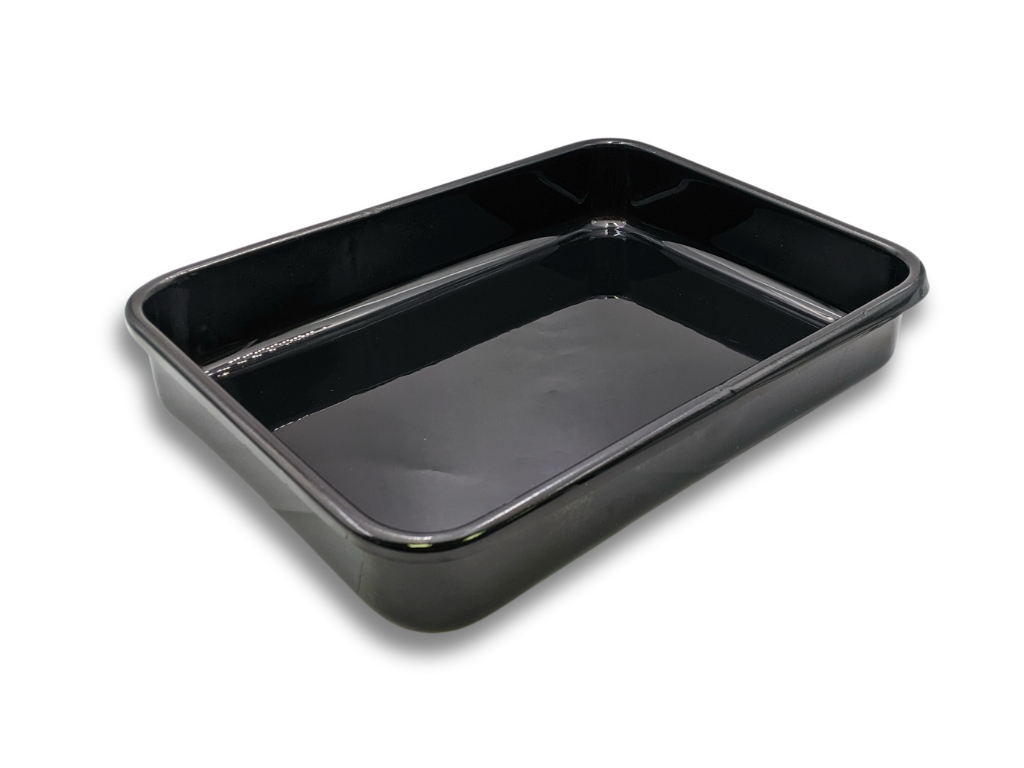 ACRYLIC TRAY BLACK 12 x 9 x 2" ROLLED EDGE