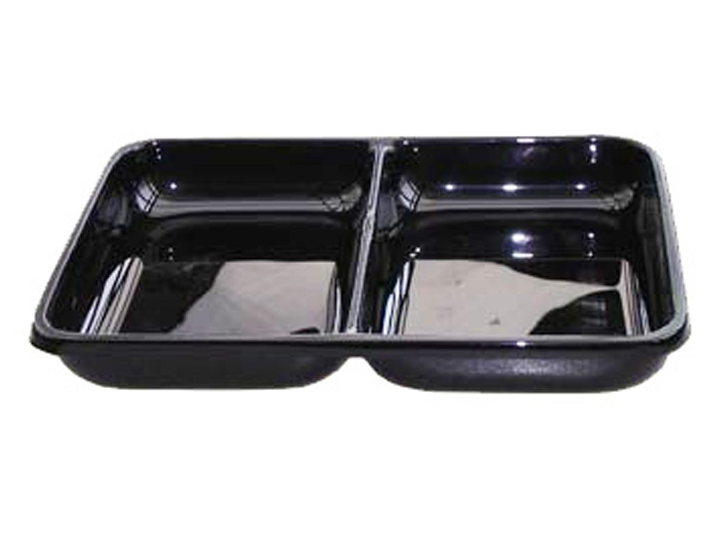 Black Tray With Divider 14 X 10 X 2" Rolled Edge