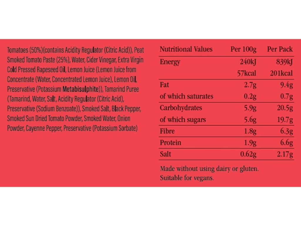 Peat Smoked Tomato Sauce 305G 6 Per Case