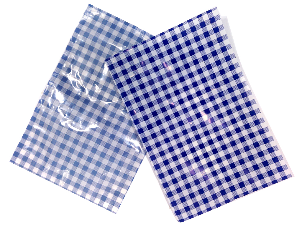 VACUUM POUCH 200 X 300 GINGHAM BLUE/WHITE