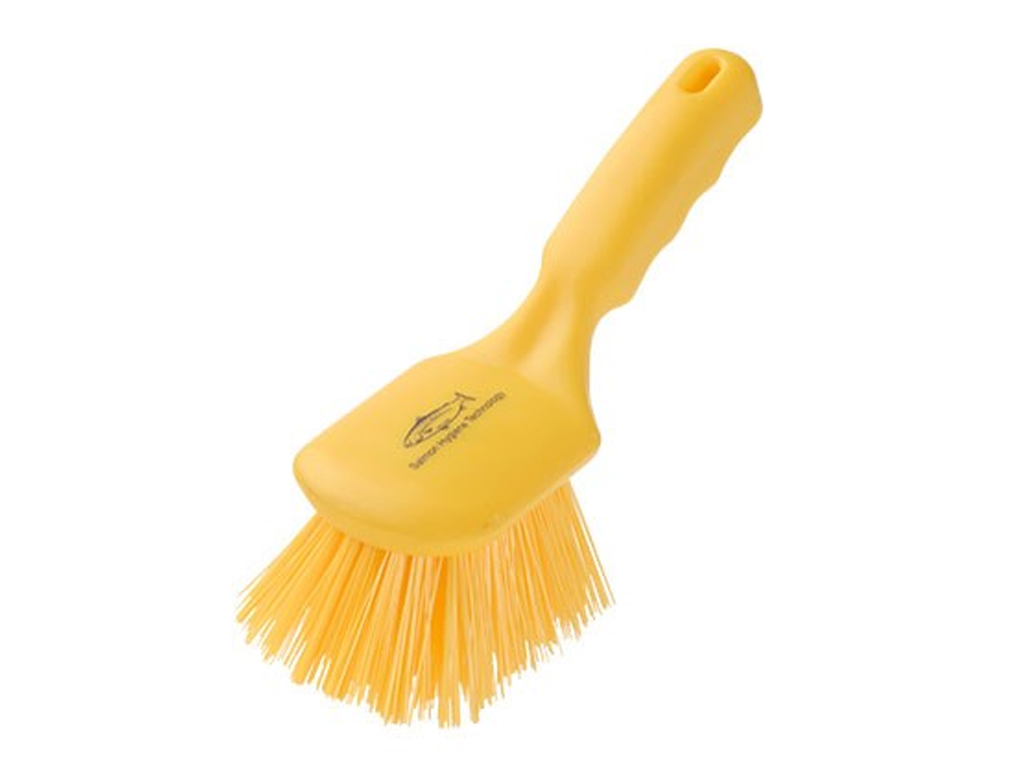 HAND BRUSH - YELLOW 254MM STIFF SHORT HANDLE