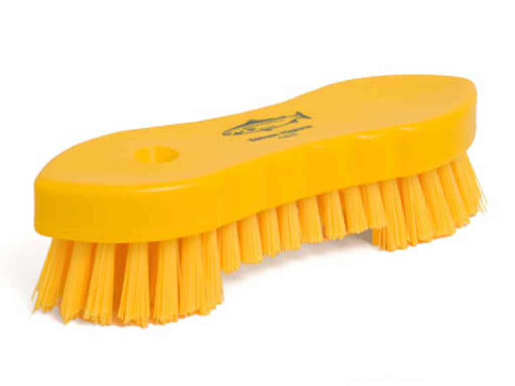 SCRUBBING BRUSH - YELLOW 210MM PLASTIC HANDLE