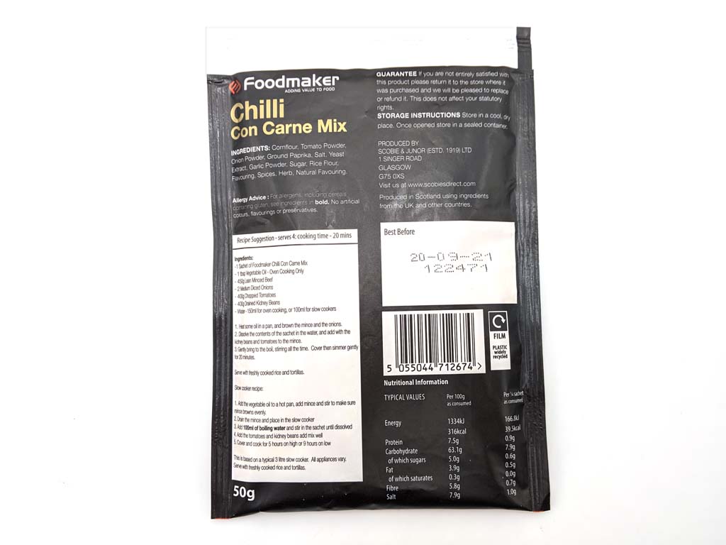 Chilli Con Carne 12 X 50G Sachets