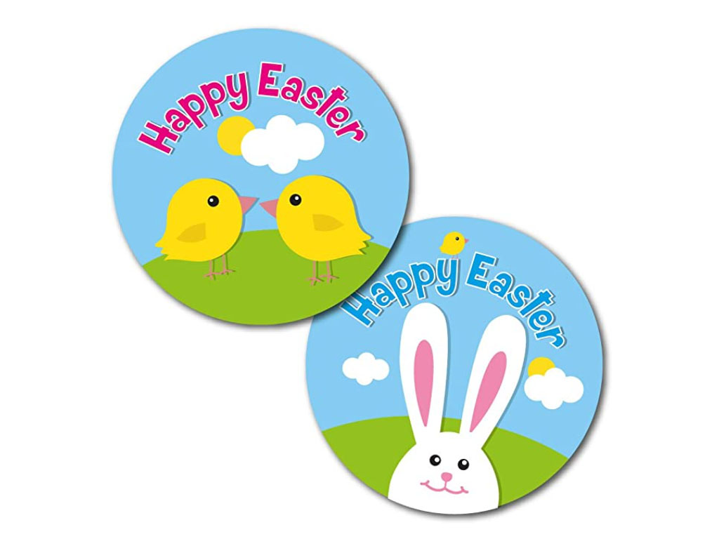 HAPPY EASTER STICKER BUNNY & CHICKS 144 / PACK