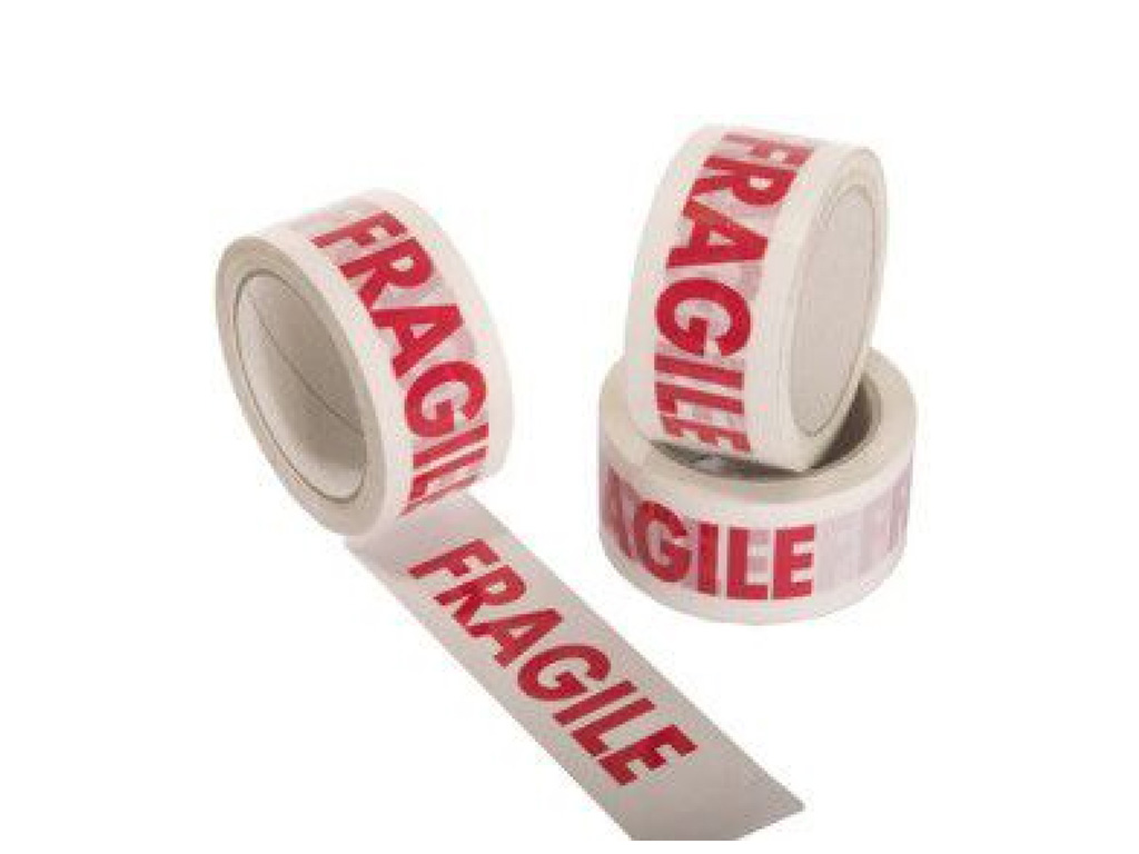 PACKING TAPE FRAGILE PRINT 48MM X 66M  6/PK