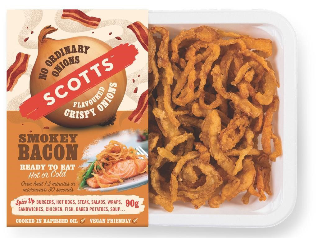 CRISPY ONIONS - SMOKEY BACON 12X90G RETAIL PACKS