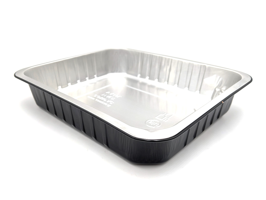 ALU BLACK/SILVER TRAY 233X196X45 1500CC 320/BOX