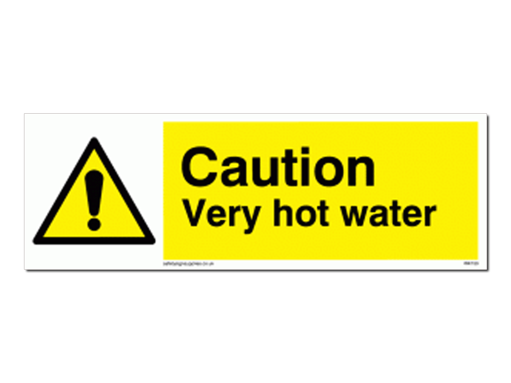 CAUTION VERY HOT WATER L15 WALL SIGN