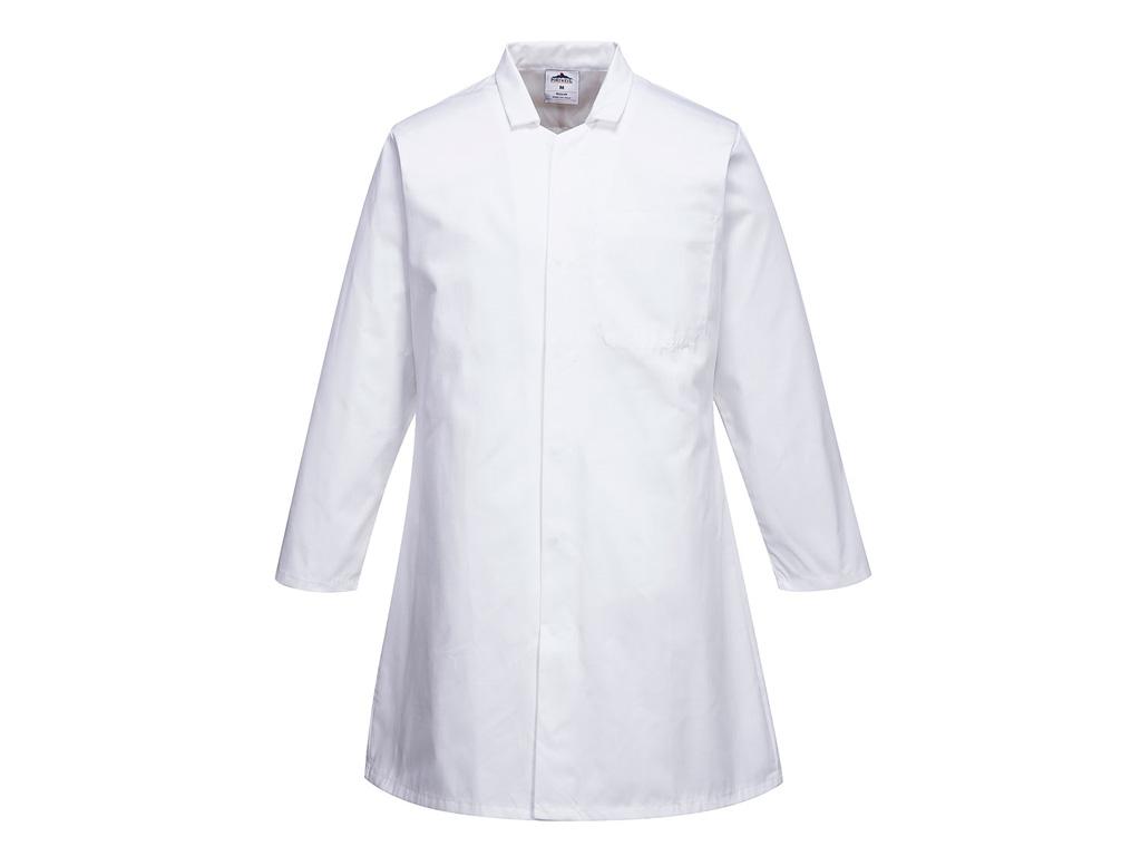 White Food Coat Internal Pocket Medium 245GSM